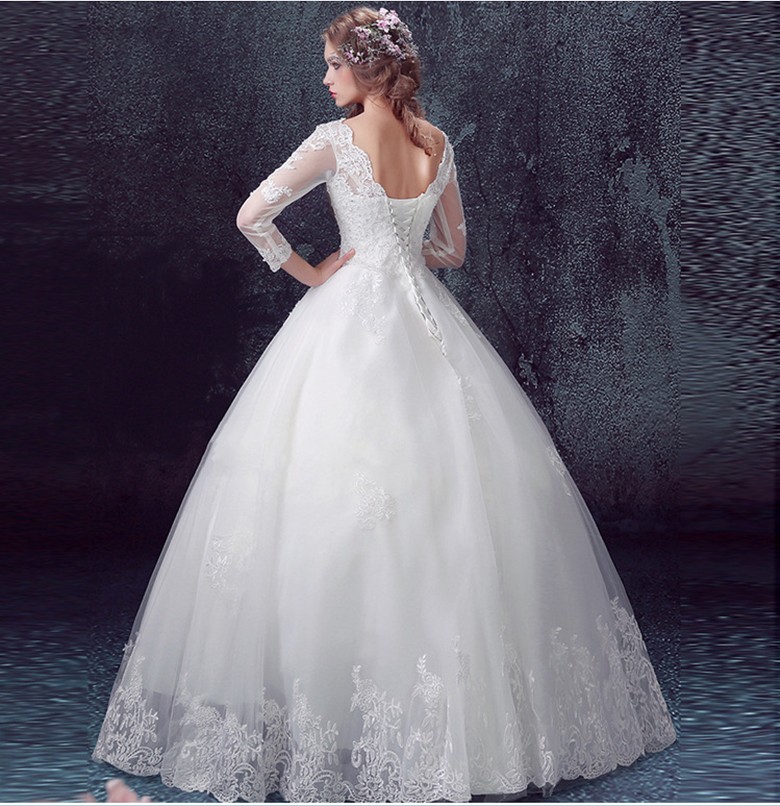 WD3049 deep V neck  wedding dress